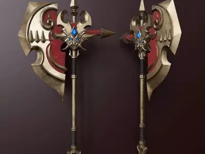 Stylized Viking battle ax 3D model