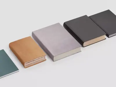 5 Blank Books - Realistic Hardcover Publications Set 3D model