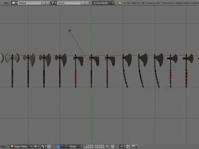 War axes Low-poly 3D model