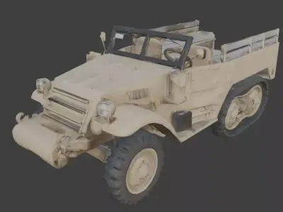 WWII Half-Track Desert Carrier  Model Low-poly 3D model