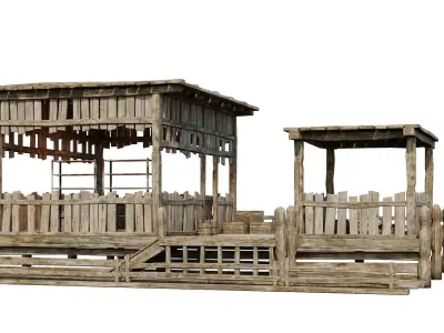 Old Wooden Storage Building 4K Textures GameReady 81 Low-poly 3D model