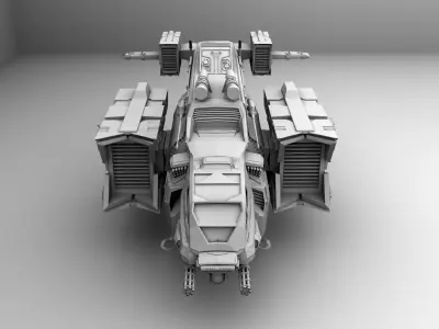 Dropship spaceship with gun 3D model