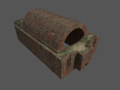 Old Brick Building Low-poly 3D model