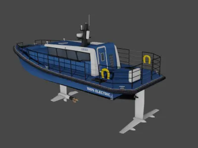 Electric workboat Low-poly 3D model