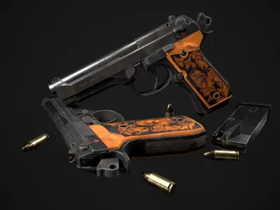 Beretta 92 FS lowpoly modle Low-poly 3D model