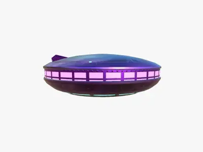 Alien Spaceship UFO A04 Purple Blue - Sci Fi Spacecraft Design Low-poly 3D model