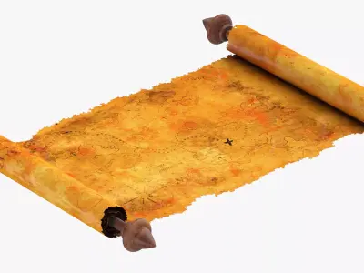 Scroll Open With Pirate Map 01 1 3D model