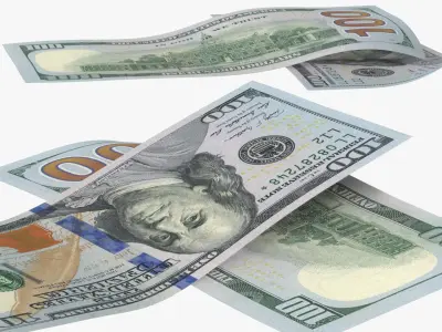 100 United States Multy Falling Notes 3D model