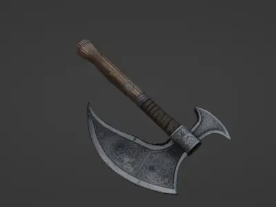Ancient Warriors Engraved Battle Axe   3D model