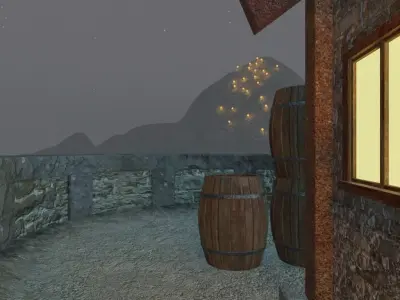 Mountain Village At Dusk 3D model purchase