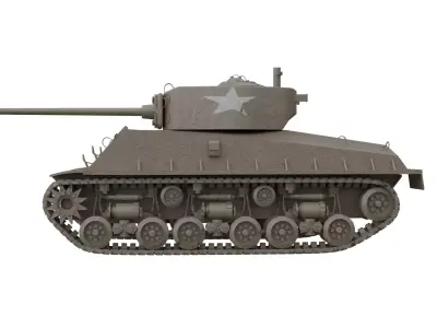 Sherman M4 WWII Tank 3D Model  PBR Textures Low-poly 3D model