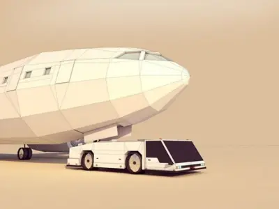 Cartoon Low Poly Tug and Airbus Low-poly 3D model