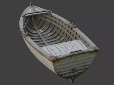 Old Wooden Rowboat Weathered 3D Model 3D model