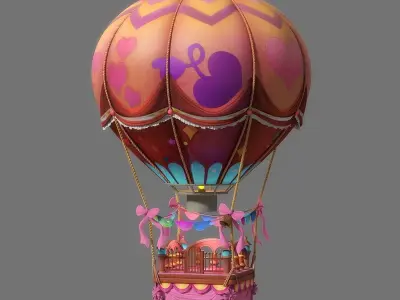 Cartoon Hot Air Balloon 3D model purchase