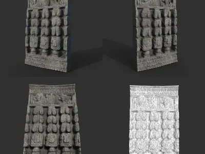 Ancient Hindu Temple Wall modular Ultra HD 16K Texture - 221009 Low-poly 3D model