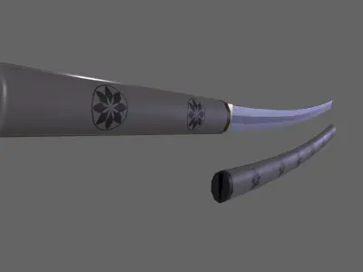 PBR Katana Japanese Sword Grey V3 Low-poly 3D model