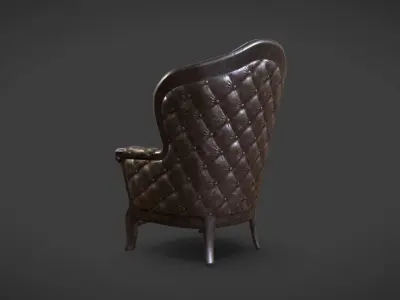 Fireplace Armchair Low-poly 3D model