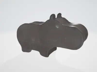 Minimalist Rhinoceros Silhouette 3D Asset Low-poly 3D model