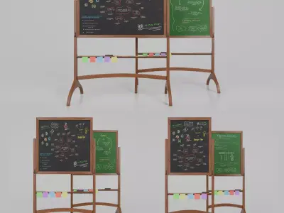 Complete Dual-Sided Chalkboards - Customizable Writing Boards 3D Model Pack