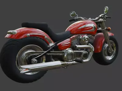 Cartoon Red Motorcycle 3D Model 3D model buy