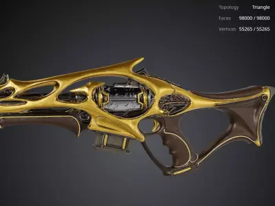 Futuristic Yellow Gun 3D model 5
