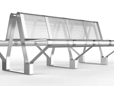 Waiting Room Seat V1 Double 4 Seats 3D model