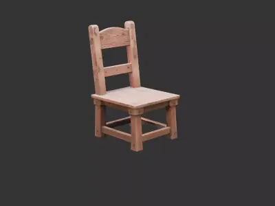 Old Wooden Tavern Chair Low-poly 3D model