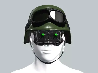 SOLDIER Tactical Ballistic Helmet Digital Green 3D Model Low-poly 3D model