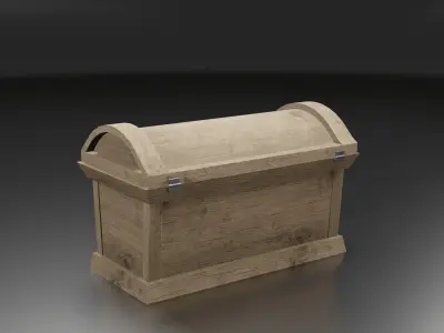 Chest wooden Free low-poly 3D model