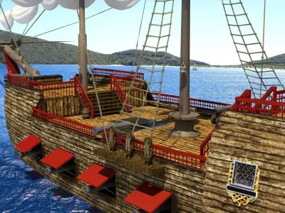 Old Sail Ship Low-poly 3D model