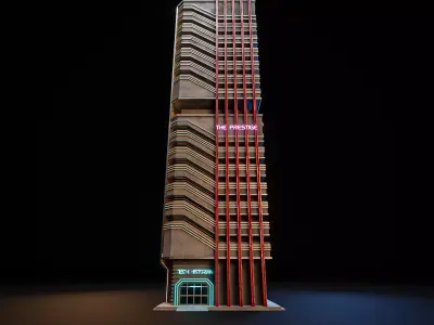 SCIFI CYBERPUNK FUTURISTIC NEON SKYSCRAPER 03 Low-poly 3D model