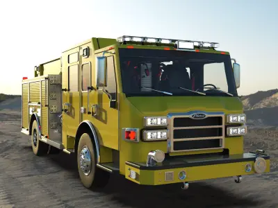 Firetruck Pierce Pumper Velocity chasis lowpoly Low-poly 3D model