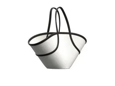 White Cotton Big Tote Bag 3D model