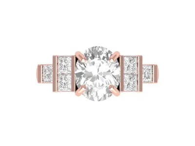 Oval Art Deco Ring 3D print model 3
