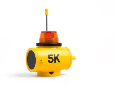 Yellow Navigation Buoy Model Pack with Light and Antenna Low-poly 3D model