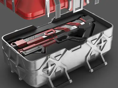 Detailed Sci Fi Container Red 3D model