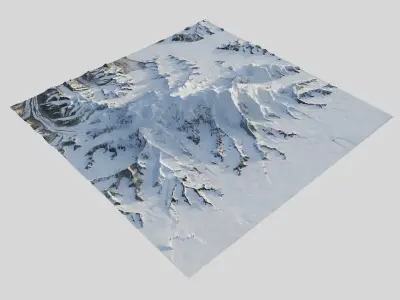 Mount Logan snowy mountain range 3D model