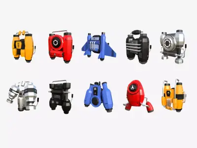 10 Jetpack Low Poly Collection - SciFi Character Design