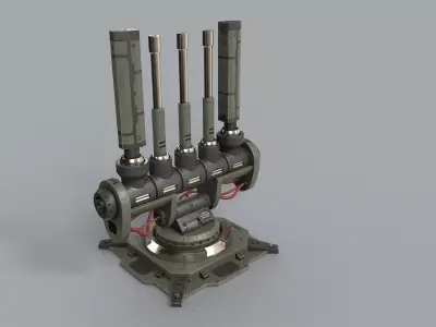 lowpoly Scifi Turret Rigged in Maya Low-poly 3D model