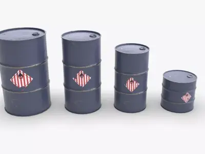 Chemical barrels Low-poly 3D model order