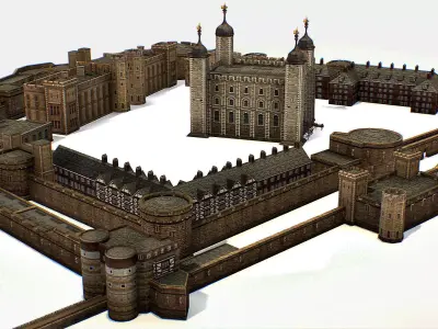 Fortress of the Tower of London historic castle 3d model Low-poly 3D model
