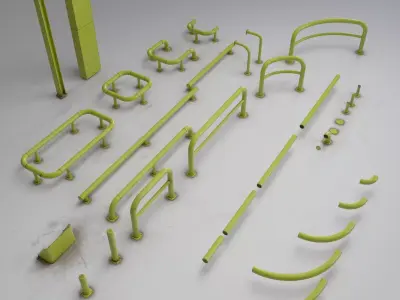 Garage Railing Kit - 3D Asset Pack Low-poly 3D model