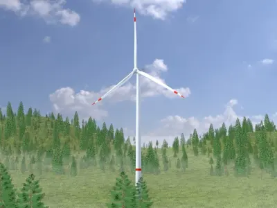 Wind turbine V1 H-175 RD 172 m Low-poly 3D model