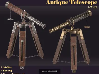 collection antique telescope  3D Model Pack