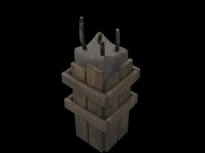 broken concrete pillar 3D model