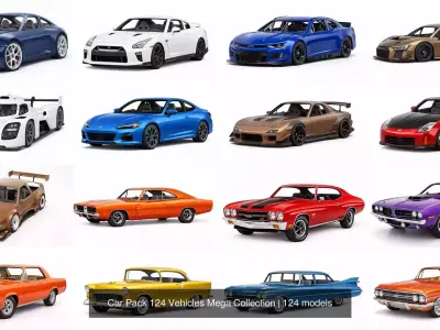Car Pack 124 Vehicles Mega Collection
