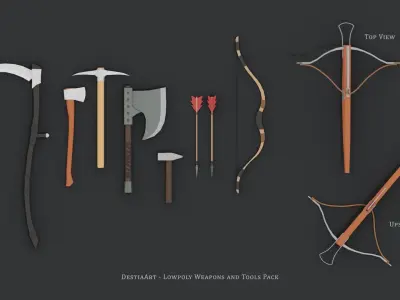 Lowpoly Weapons and Tools Pack Low-poly 3D model