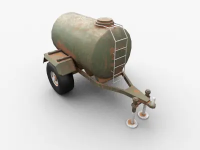 water tank semi trailer Low-poly 3D model