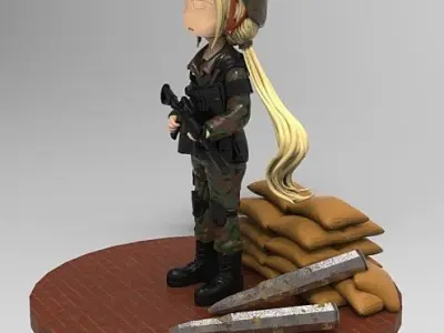the military girl soldier 3D print model