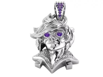 14K Gold Masked Hero Pendant with Amethyst Vision 3D print model